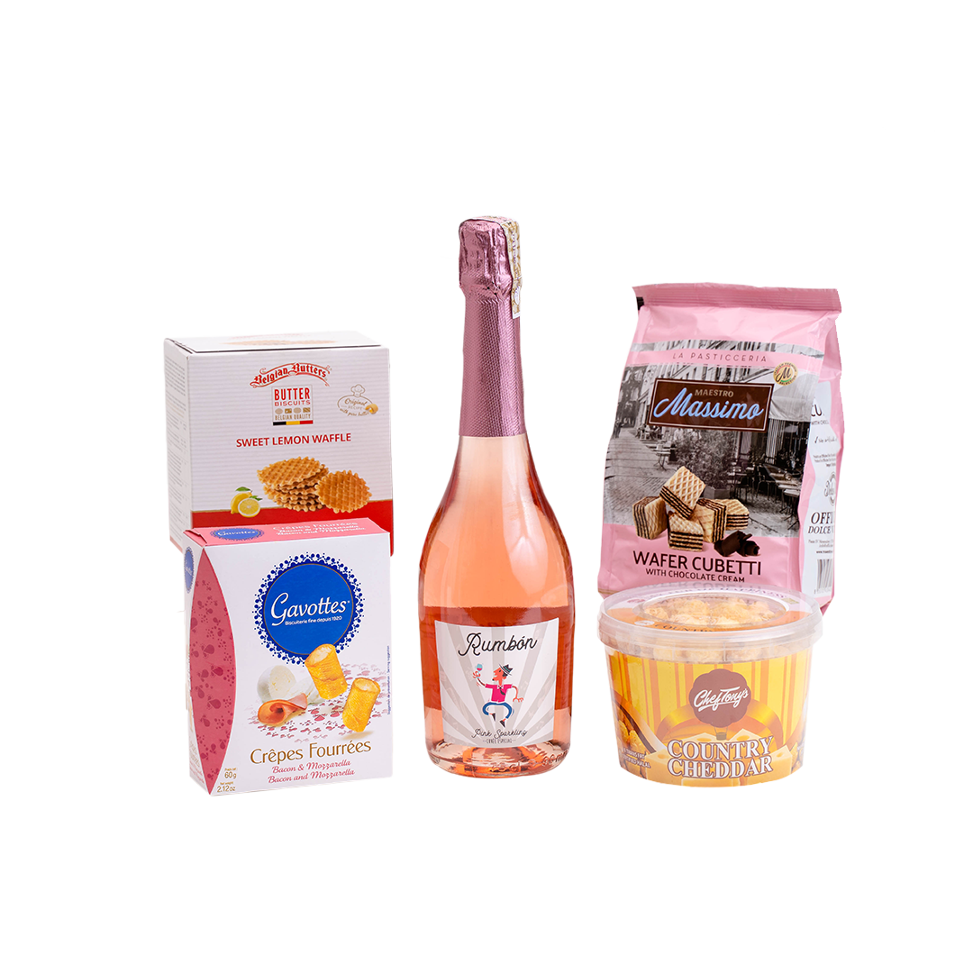 Pink Sparkling Wine & Snack Set